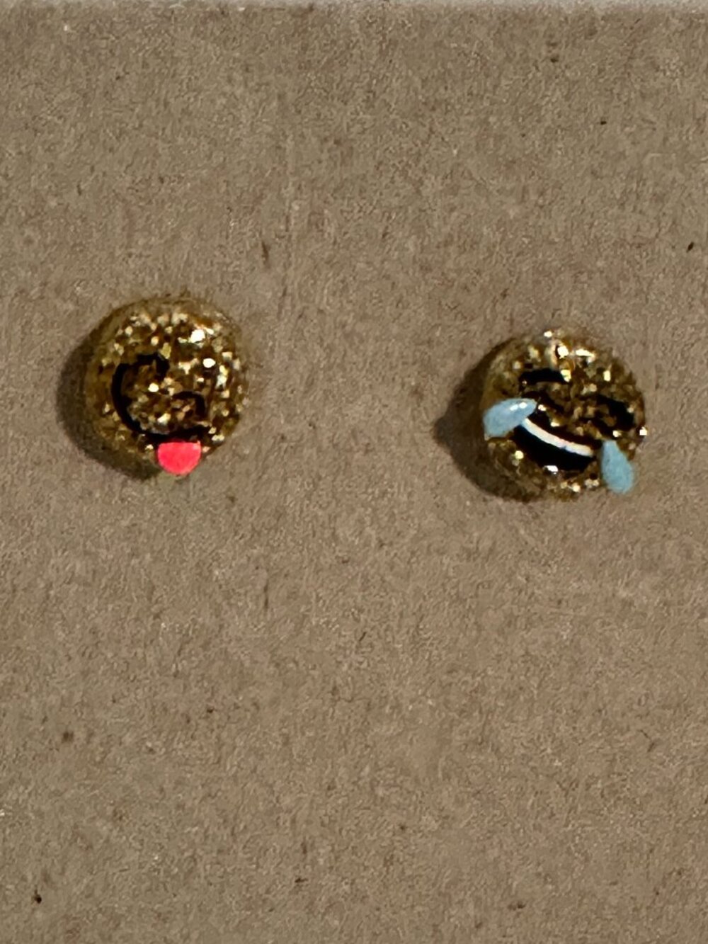J.Crew Emoji Stud Earrings Gold-Tone Fun Mismatched Pair